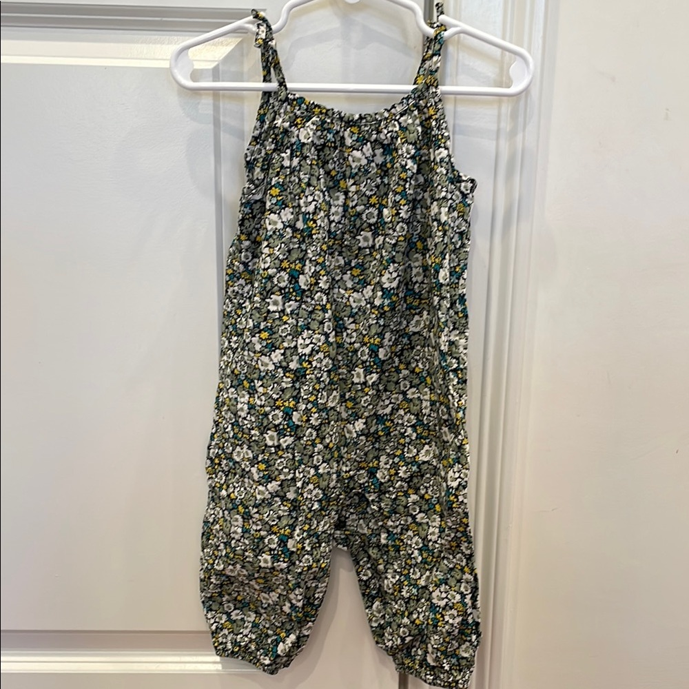 GAP Black and Green Jumpsuit with Floral Pattern